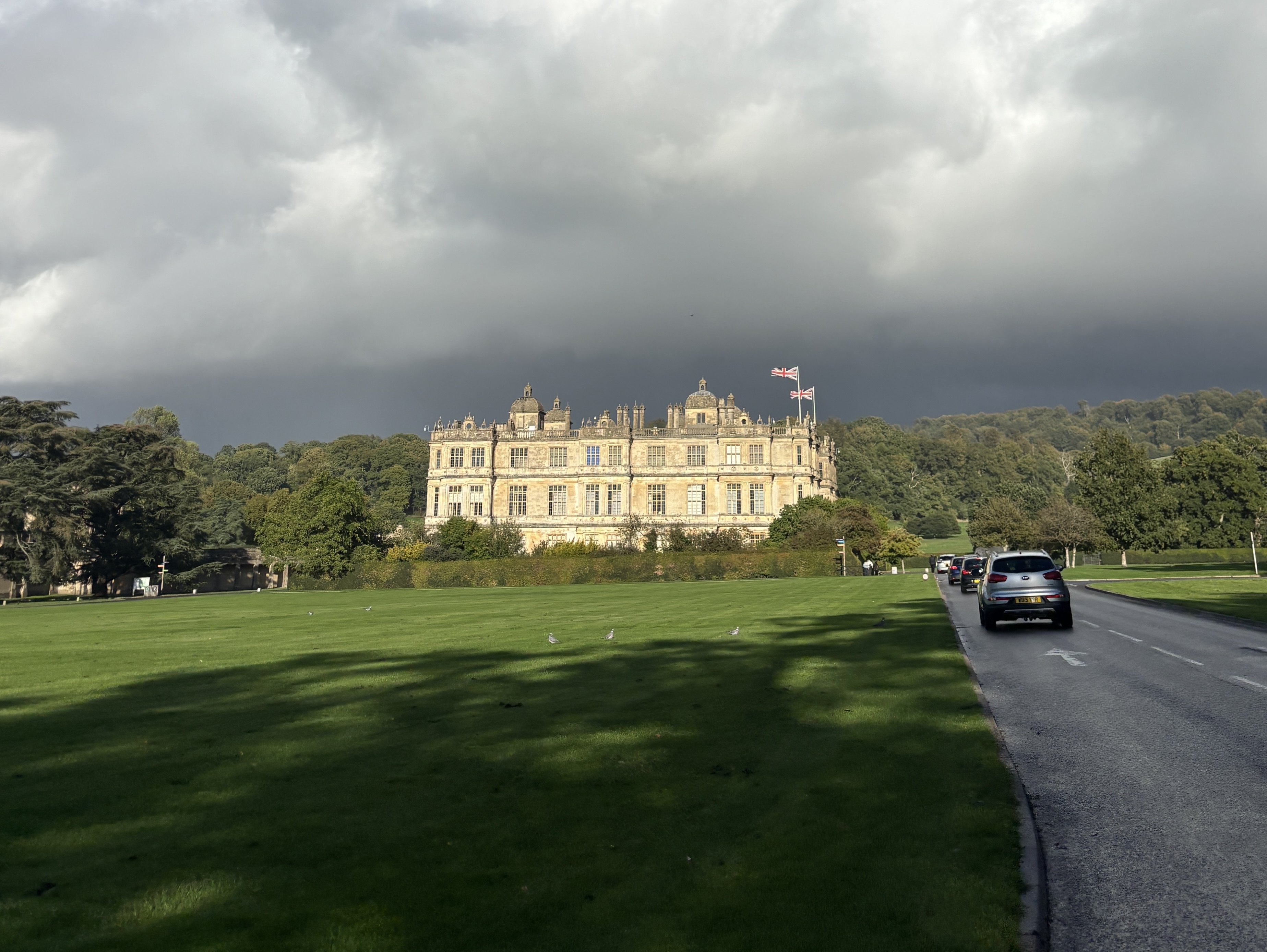 The exterior of Longleat from a distance on the approach