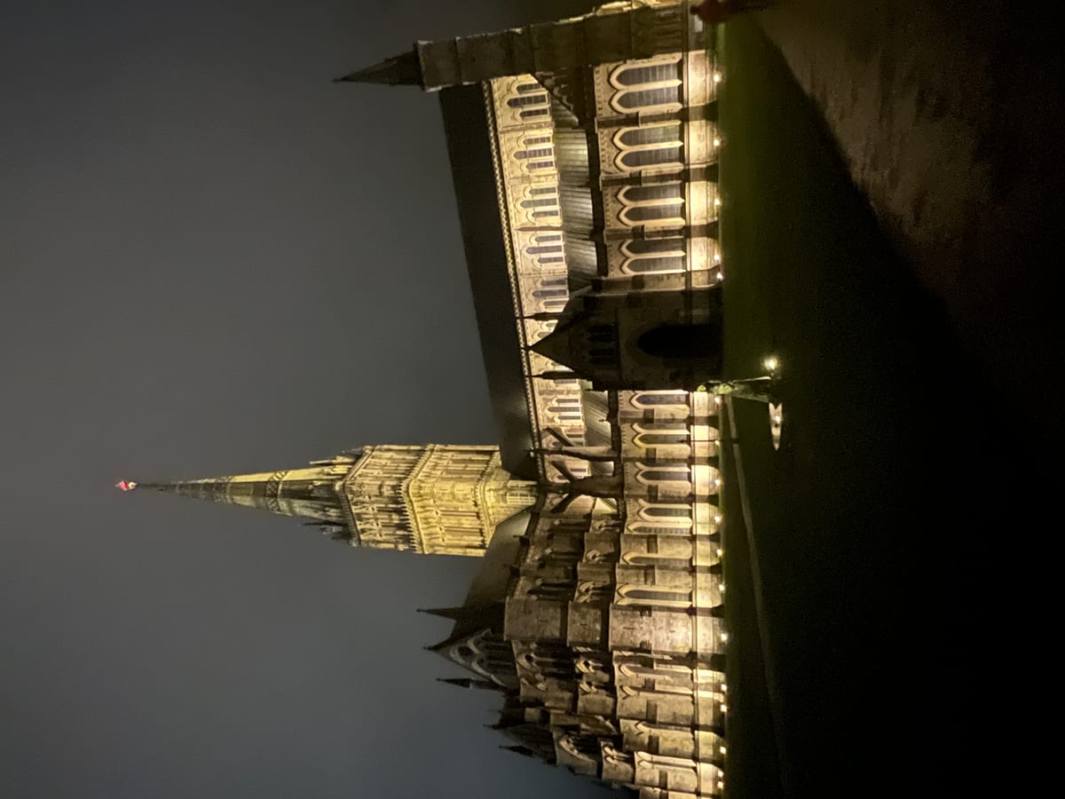 Salisbury Cathedral lit-up at night