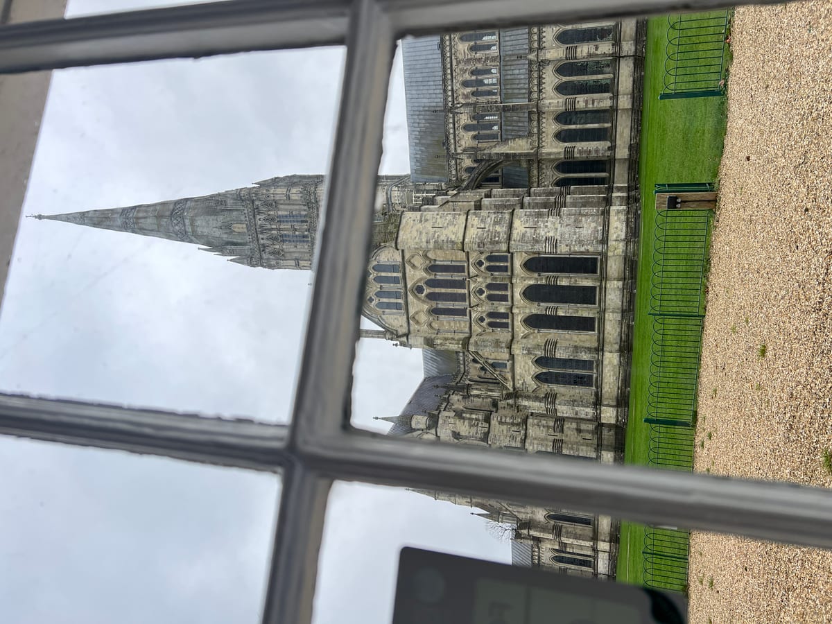View of Salisbury Cathedral from the Bell Tower Tea Rooms