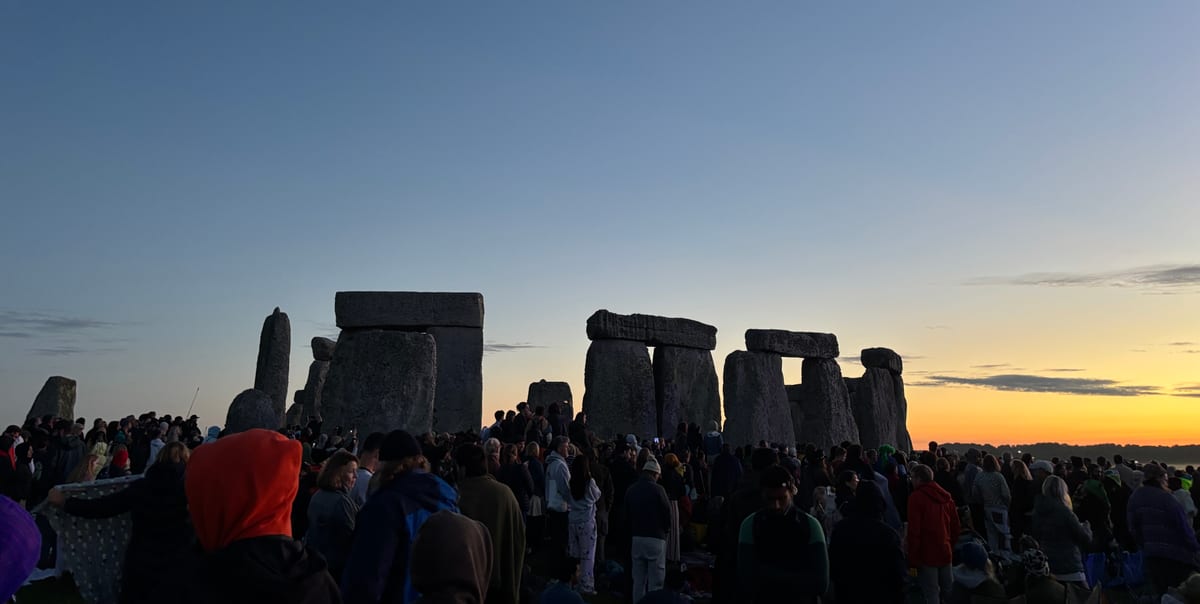 Stonehenge during the summer solstice viewed from a medium distance