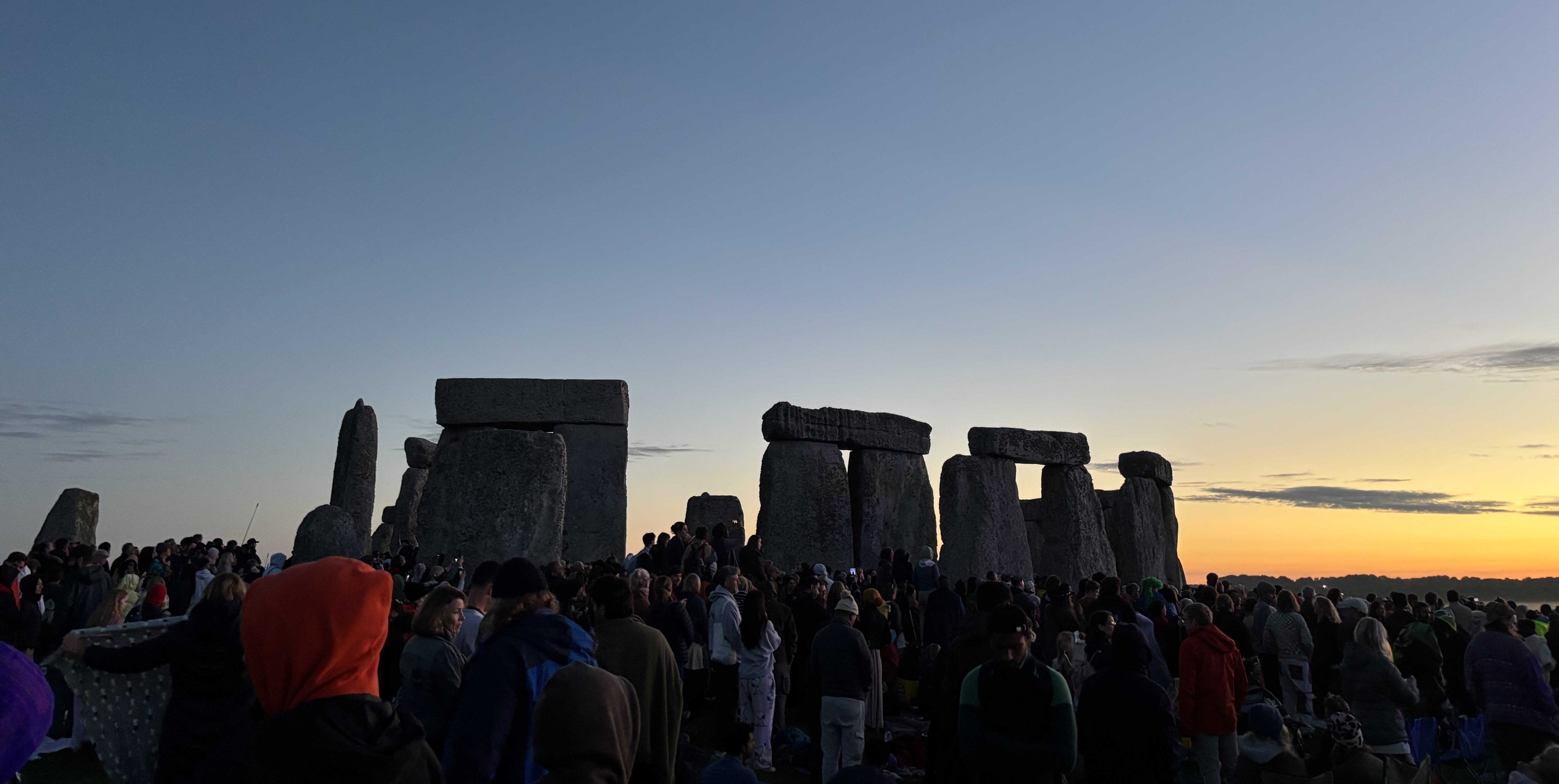 Stonehenge during the summer solstice viewed from a medium distance