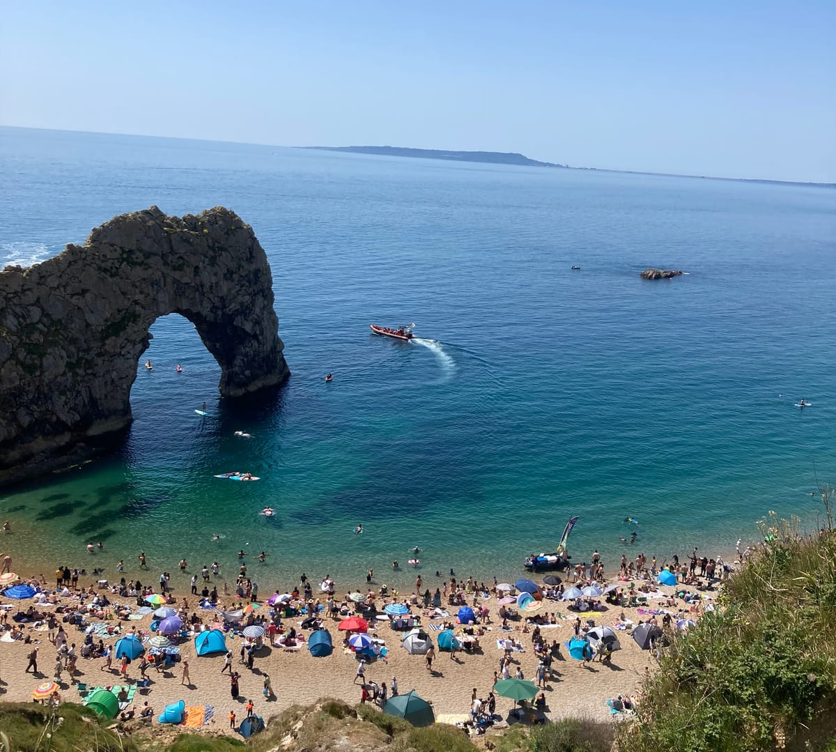 Durdle Door from above during the summer