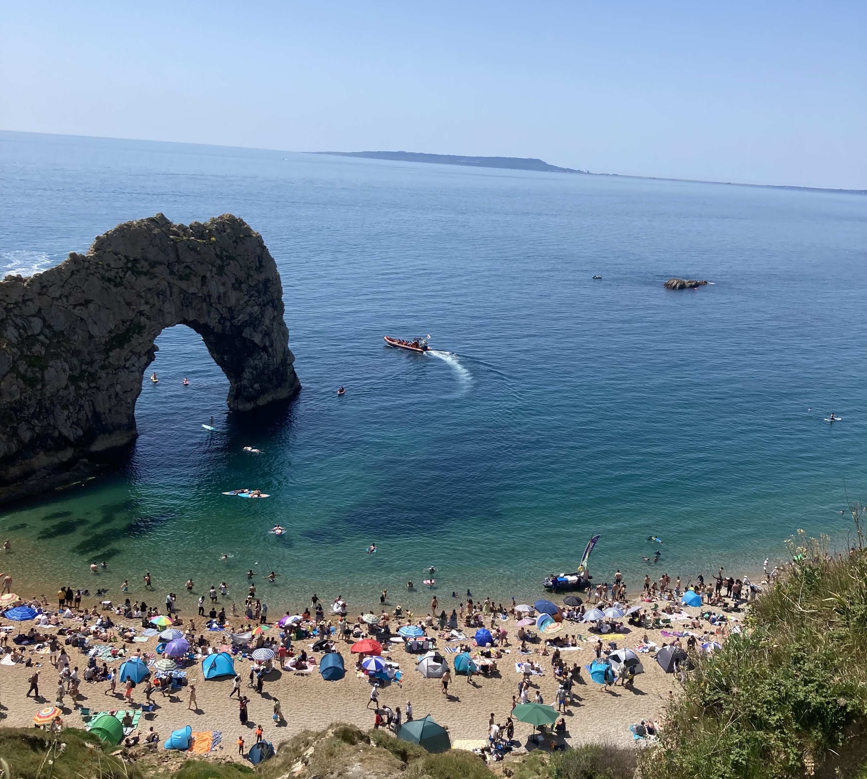Durdle Door from above during the summer