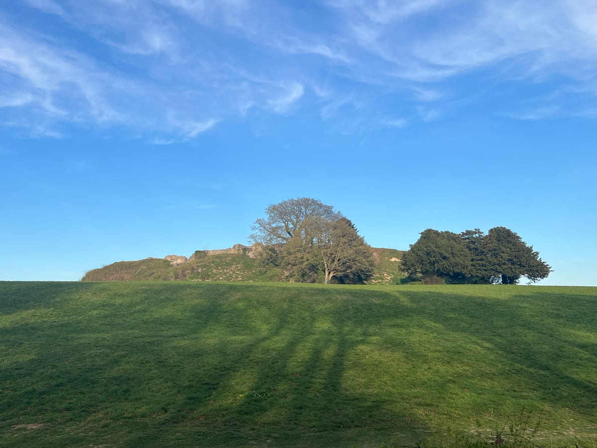 Old Sarum medieval castle ruins with surrounding landscape
